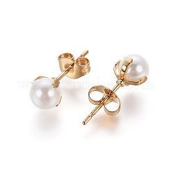 Pendientes de botón de acero inoxidable 304&nbsp;EJEW-I229-01G-B