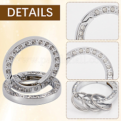 6 Stück 3 Farben Legierung Kristall Strass Feder Tor Ringe&nbsp;FIND-GF0007-96