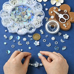 Эластичный браслет из акрилового цветка своими руками с подвесками в виде листьев&nbsp;DIY-YW0008-88