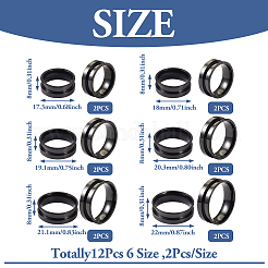 12 Stück 6 Größen 201 Edelstahl geriffelte Fingerringfassungen&nbsp;STAS-TA0002-15B