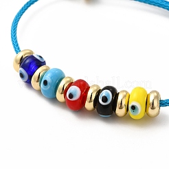 Brazalete con cuentas de latón y mal de ojo de murano&nbsp;BJEW-L679-04G-06