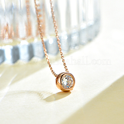 Collana clavicola con zircone rotondo geometrico in argento s925&nbsp;TX6614