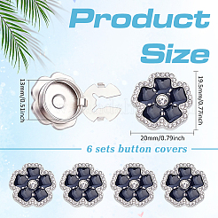 6 bouton de manchette en alliage de strass&nbsp;BUTT-ME0001-34A