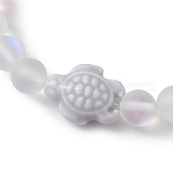 Braccialetti elasticizzati con perline sintetiche di pietra di luna tonda tinta tonda da 8 mm&nbsp;BJEW-JB10308-07