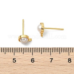 Messing ABS Imitation Perle halbrunde Ohrstecker Zubehörse&nbsp;XGR0101G-118G