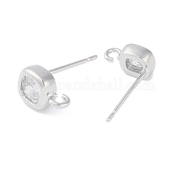 Фурнитура для серег-гвоздиков из латуни с паве из прозрачного кубического циркония&nbsp;KK-F875-01P