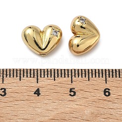 Бусины из прозрачного кубического циркония в форме сердца из латуни с микропаве&nbsp;KK-H256-11G