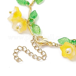 Bracelets à breloques en verre et acrylique à fleurs&nbsp;BJEW-JB10443-05