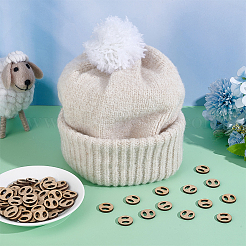 70 шт. деревянная пустая помпоновая шаровая съемная пуговица&nbsp;WOOD-BC0001-16