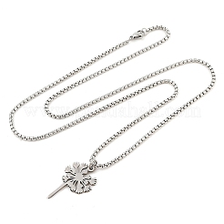 201 нержавеющая сталь лазерная резка одуванчик подвеска коробка цепи ожерелья для женщин&nbsp;NJEW-Q004-07P