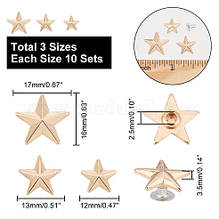 30 комплект 3-х видов цинковых заклепок для одежды в форме полутрубчатых заклепок FIND-AR0003-49