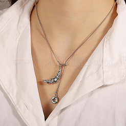 Verstellbare Croissant-Lariat-Halsketten aus Edelstahl 304 für Damen&nbsp;WG833CD-02