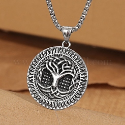 Colliers à chaîne avec pendentif arbre de vie en alliage de style tibétain&nbsp;PW-WGFD1C3-01
