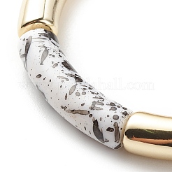 Braccialetto elastico con perline in tubo curvo acrilico&nbsp;BJEW-JB08444-02