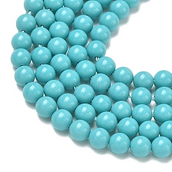 Brins de perles rondes synthétiques taiwan turquoise&nbsp;G-A130-4mm-L08