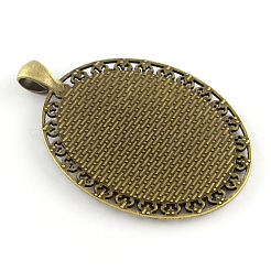 Tibetischer Stil oval Legierung großen Anhänger Fassungen&nbsp;TIBEP-Q051-20AB-NR