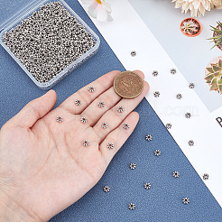 600 шт. бусины-разделители из сплава в тибетском стиле в виде ромашек&nbsp;TIBEB-PH0005-43