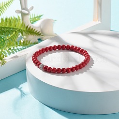 Bracelet extensible en perles rondes synthétiques turquoise (teintes)&nbsp;BJEW-JB07484