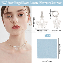 5 шт. 925 подвески в виде цветка лотоса из стерлингового серебра с 925 штампами и соединительными кольцами&nbsp;FIND-BBC0001-73