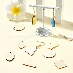 Наборы для самостоятельного изготовления подвесных сережек-подвесок из натурального дерева тополя в форме ромба/треугольника/овала&nbsp;DIY-YW0010-47