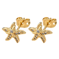 Латунные серьги из микро-паве прозрачного кубического циркония&nbsp;LS-EJEW-D328-03G-03