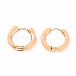 Orecchini a cerchio grandi in acciaio inossidabile 304 bicolore con smalto per donna&nbsp;EJEW-C043-11-08G