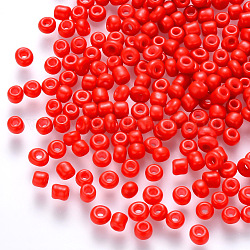 8/0 perles de rocaille rondes en verre de peinture de cuisson, rouge, 3~3.5x2mm, Trou: 1~1.2mm, environ 10000 pcs / livre