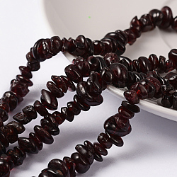 Perles en pierres gemme, rouge grenat, puce, rouge, longueur d'environ 5~8 mm , trou: environ 0.5~0.8 mm, 32 pouce