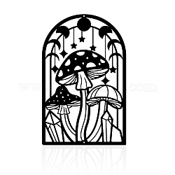 Iron Wall Art Decorations, for Front Porch, Living Room, Kitchen, Matte Style, Arch, Mushroom Pattern, 300x193x1mm