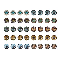 Кабошоны из стекла, полукруглый / купол с рисунком глаза животного, разноцветные, 17.9x5 мм, 10 цветов, 4 шт / цвет, 40 шт / коробка