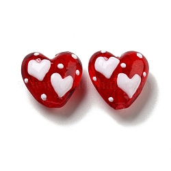 Бусины лэмпворк , сердце, красные, 19~20.5x20~20.5x11.5~13.5 мм, отверстие : 2.5 мм