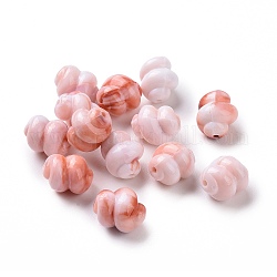 Perles acryliques opaques bicolores, conque, corail lumière, 14x11mm, Trou: 1.6mm, 500 pcs / 500 g