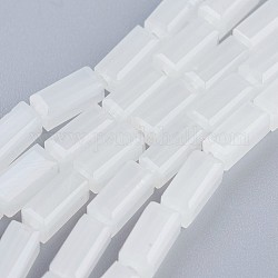 Glass Beads Strands, Imitation Jade, Faceted, Cuboid, White, 6.5~7x3~3.5x3~3.5mm, Hole: 0.5mm, about 80pcs/strand, 20.6~22 inch(52.5~56cm)