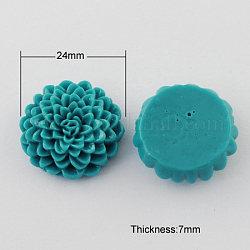 Resin Cabochons, Flower, Teal, 24x7mm