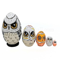 Easter Wood New Owl Nesting Egg Display Decorations, for Home Desk Decoration, Colorful, 109x69mm