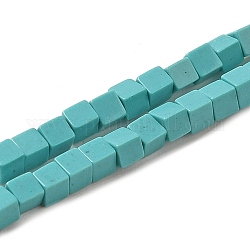 Abalorios de turquesas sintéticas hebras, cubo, 2~2.5x2.5~3.5x2.5~3mm, agujero: 0.4 mm, aproximamente 157~165 pcs / cadena, 14.96~15.75'' (38~40 cm)