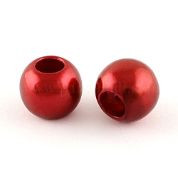 Perle europee di plastica imitazione perla in abs, perline rondelle  con foro grande, firebrick, 11.5~12x10mm, Foro: 4~5 mm, circa 780pcs/500g