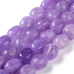 Chapelets de perles en jade de malaisie naturelle, facette, ovale, teint et chauffé, support violet, 10.5~13x8.5~10x7~10mm, Trou: 1.2mm, Environ 31~32 pcs/chapelet, 14.57''~15.16'' (37~38.5 cm)