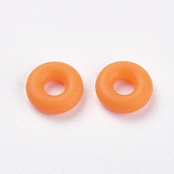 Perles de silicone, bricolage fabrication de bracelets, donut, orange foncé, 8x2mm, Trou: 3mm