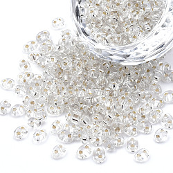 Perline di semi di vetro ceche lustro, argento rivestito, 2-foro, ovale, chiaro, 5x3.5x2.5mm, Foro: 0.9 mm, su 500 g / borsa