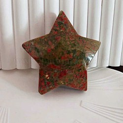 Pietre curative naturali unakite stella, pietre di palma tascabili per l'equilibrio reiki, 57x57x18mm