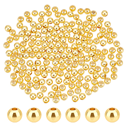 Ph pandahall 400 pz perline d'oro lisce da 4 mm perline in ottone placcato oro 18k perline distanziatrici rotonde di lunga durata perline sfuse senza soluzione di continuità per la collana impilabile hawaii estiva, making orecchino