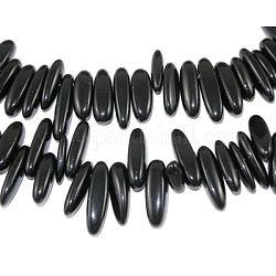 Natürlichen schwarzen Steinschlag Perlen Stränge, 12~22x5~7 mm, Bohrung: 1 mm, etwa 16 Zoll