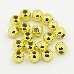 Perles rondes acryliques de placage en plastique, plaqué or, 4mm, Trou: 1mm, à propos 14000pcs / ponud