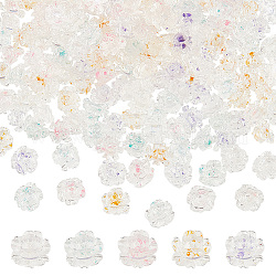 200 Stück 5 Farben transparente Harz Cabochons, Nagelkunstdekoration Zubehör, Blume, Mischfarbe, 11x11.5x6.5 mm, 40 Stk. je Farbe