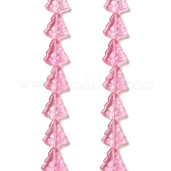 Chapelets de perles en verre transparent, arbres de Noël, rose, 15.5~16x14.5~15x4.5~5mm, Trou: 1mm, Environ 40 pcs/chapelet, 25.20~25.59 (64~65 cm)