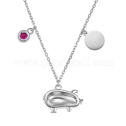 Ожерелья с подвесками shegrace 925 из стерлингового серебра, с классом ааа кубического циркония и кабельными цепями, свинья и плоская круглая, платина, 16.54 дюйм (42 см)
