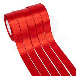 Single Face Satin Ribbon, Polyester Ribbon, Christmas Ribbon, Red, 1 inch(25mm) wide, 25yards/roll(22.86m/roll), 5rolls/group, 125yards/group(114.3m/group)