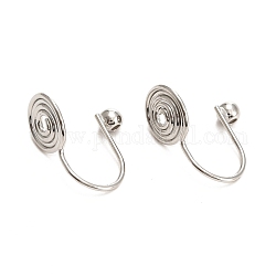 Accessoires de convertisseurs de boucles d'oreilles à clipser en laiton, avec coussinet en spirale et écrous ronds en caoutchouc, pour oreilles non percées, platine, 14x8mm