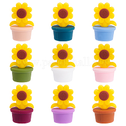 Chgcraft 9 Stück 9 Farben Sonnenblumen-Silikonperlen, Selbstgemachte Halsketten und Armbänder für die Krankenpflege, Kau-Anhänger für Beißringe, Mischfarbe, 30x19x18 mm, Bohrung: 2.2 mm, 1 Stück / Farbe